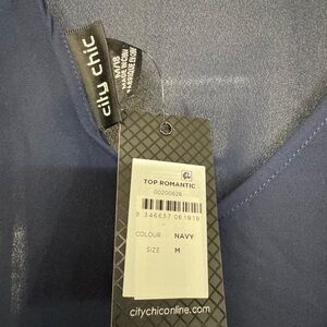 City Chic Navy Top Romantic